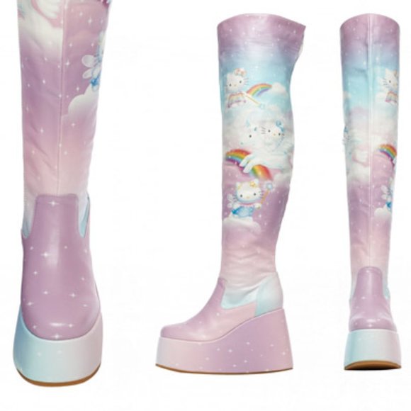 New Rare Signed: Jeffrey Campbell x Hello Kitty Platform Boot(Size US Women's 9) - Picture 2 of 3